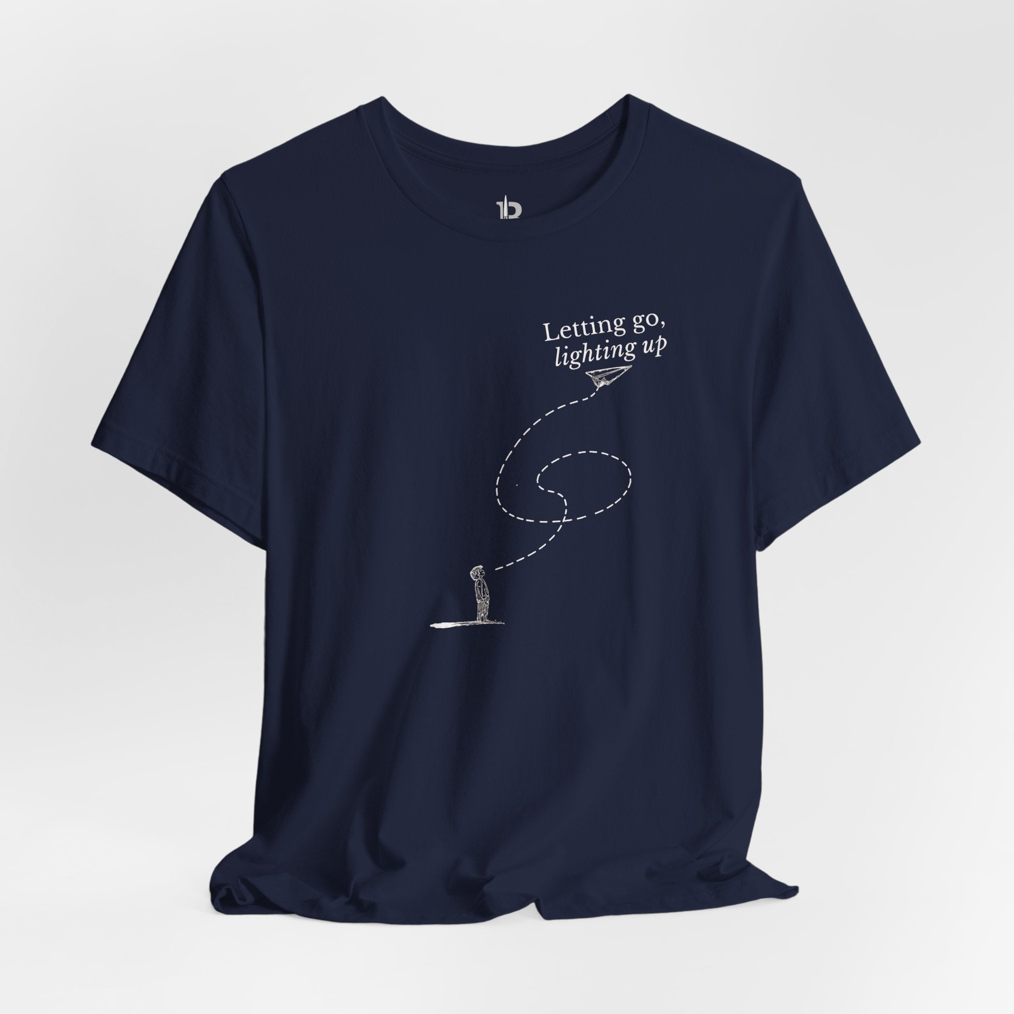 Letting Go, Lighting Up T-Shirt – Minimalist Inspirational Tee | Paper Plane Design | Mindful Aesthetic Shirt