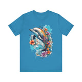 Colorful Dolphin T-Shirt - Vibrant Floral and Ocean Design