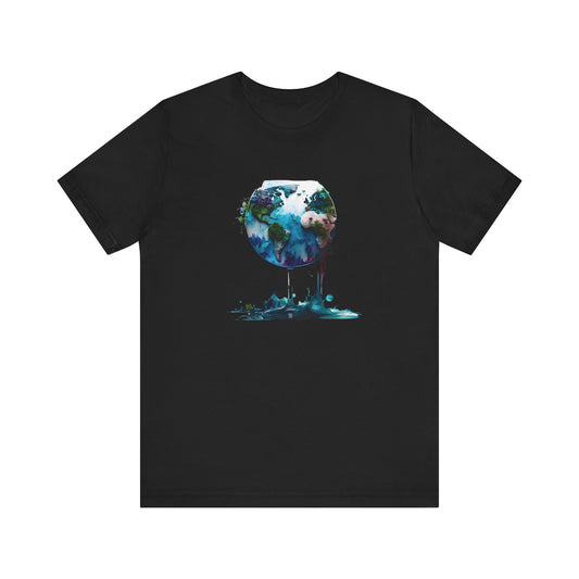 Artistic World Map T-Shirt - Perfect for Travel Lovers | Unique Wine Glass Design Unisex