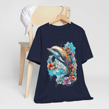 Colorful Dolphin T-Shirt - Vibrant Floral and Ocean Design