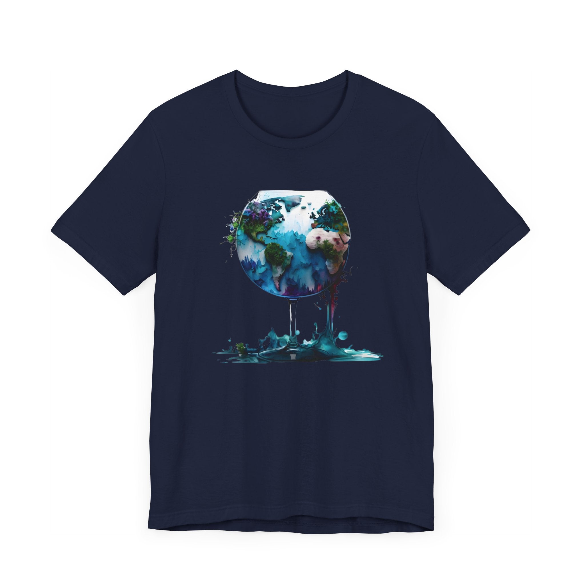 Artistic World Map T-Shirt - Perfect for Travel Lovers | Unique Wine Glass Design Unisex