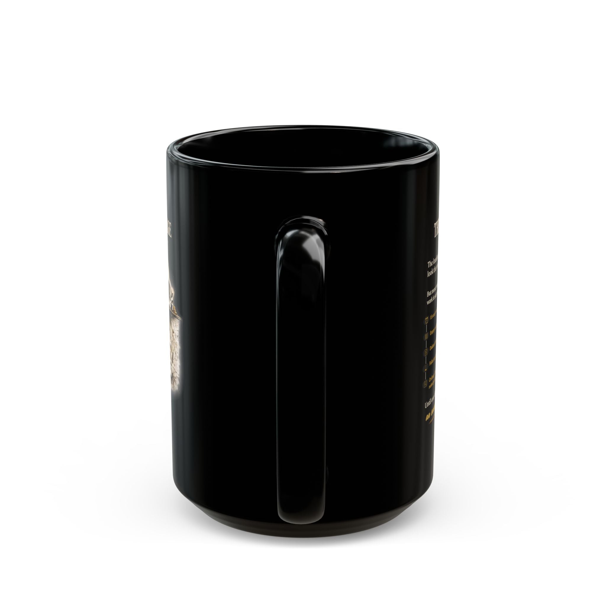 Motivational 'The Quiet Advantage' Black Coffee Mug — Inspirational Skull Design (11oz/15oz)