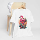 Flamingo Cocktail T-Shirt - Tropical Sunset Vibes  ( Unisex)