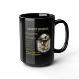Motivational 'The Quiet Advantage' Black Coffee Mug — Inspirational Skull Design (11oz/15oz)