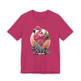 Flamingo Cocktail T-Shirt - Tropical Sunset Vibes  ( Unisex)