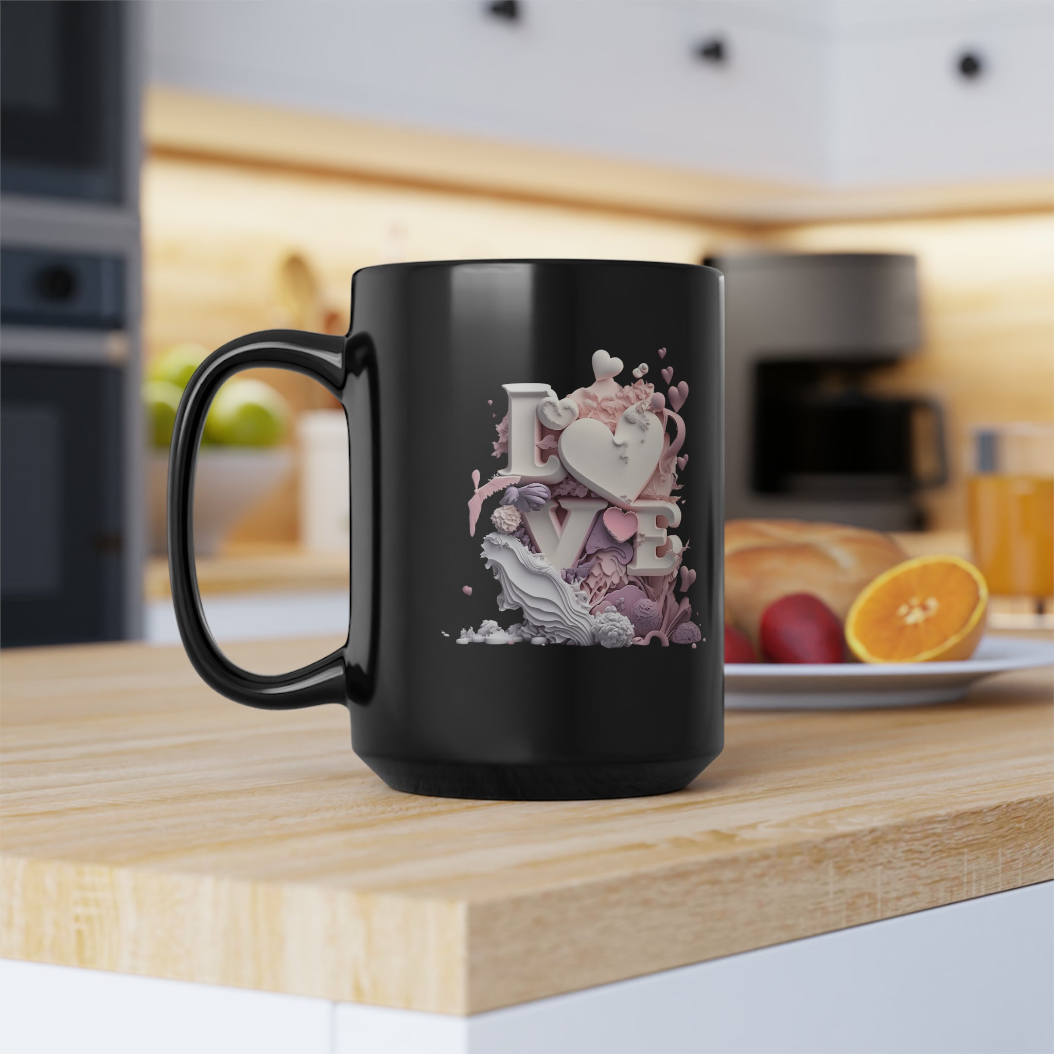 LOVE 3D Graphic Black Mug