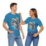 Colorful Dolphin T-Shirt - Vibrant Floral and Ocean Design