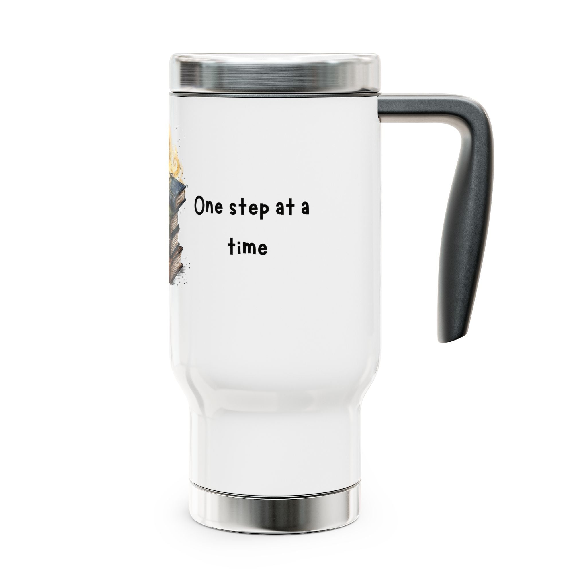 Travel Mug — "Build Your Vision" Coffee Tumbler with Inspirational Books & Lightbulb Design, 14oz Stainless Steel