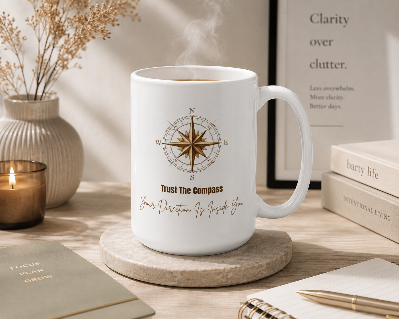 Trust the Compass – Inspirational Ceramic Mug, 11oz & 15oz