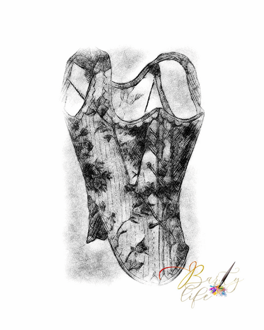 Corset  pencil wall art Barty life