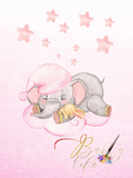 Elephant Girl On The Cloud, Toy, Sweet Dream- Nursery Wall Art Barty life