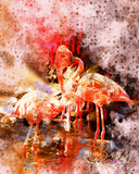 Flamingos watercolor art Barty life