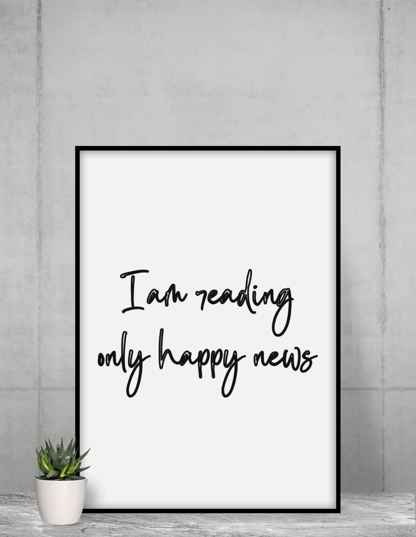 "I Am Reading Only Happy News" Wall Art Barty life
