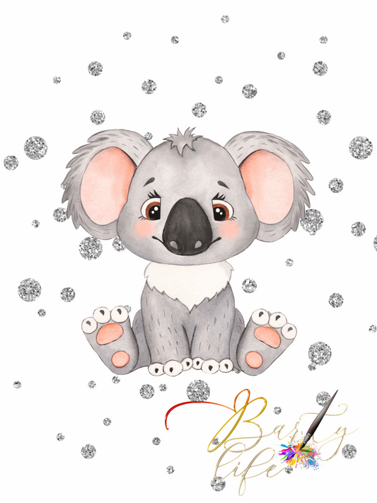 Koala, Silver Glitter - Nursery Wall Art Barty life