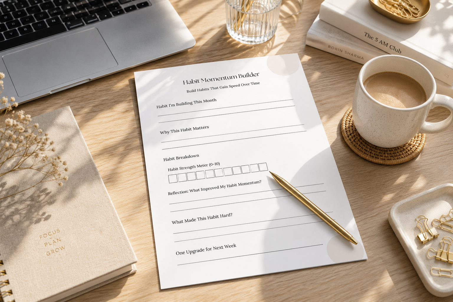The Momentum Maker Planner | Printable Productivity, Goal Setting & Habit Tracker PDF + BONUS  Micro-Wins Trackers