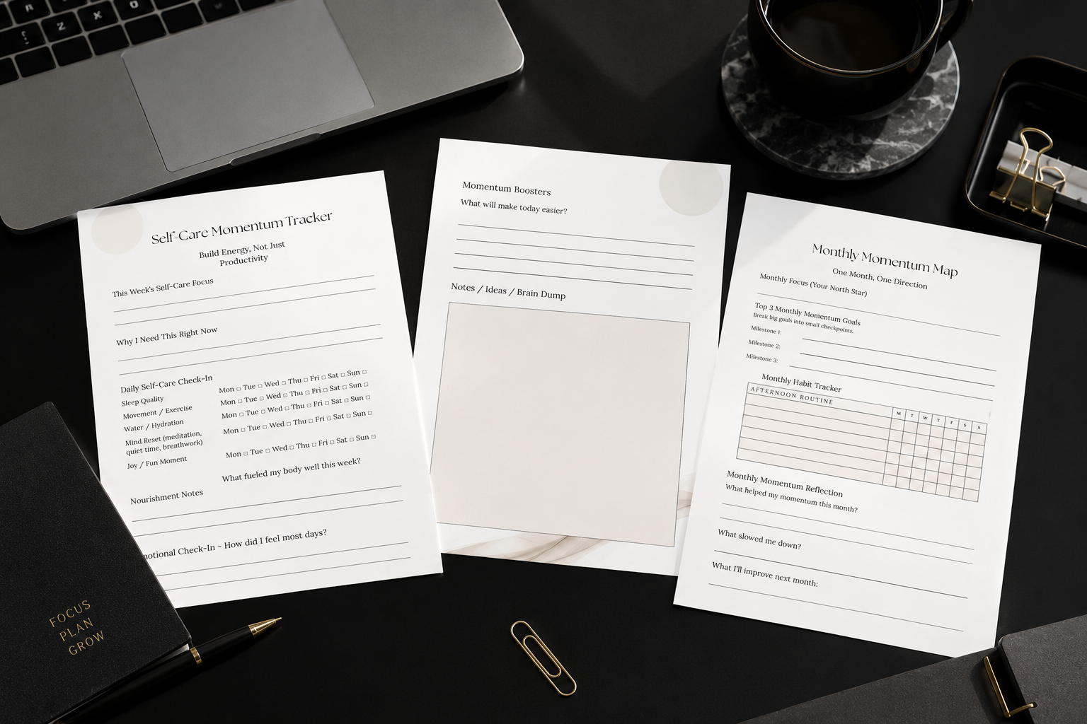 The Momentum Maker Planner | Printable Productivity, Goal Setting & Habit Tracker PDF + BONUS  Micro-Wins Trackers