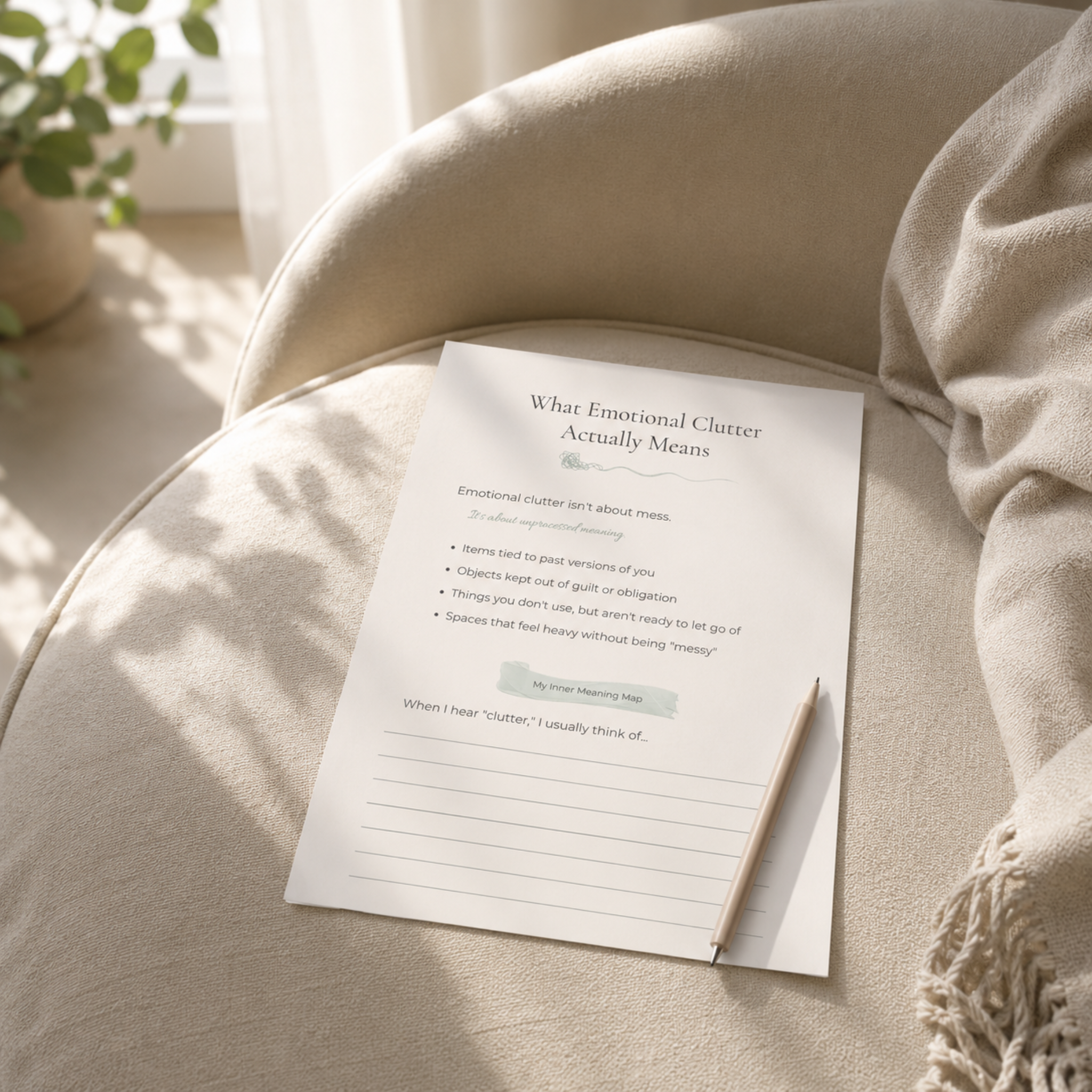 The Emotional Clutter Map | Printable & Digital Workbook for Decluttering, Emotional Clarity & Letting Go