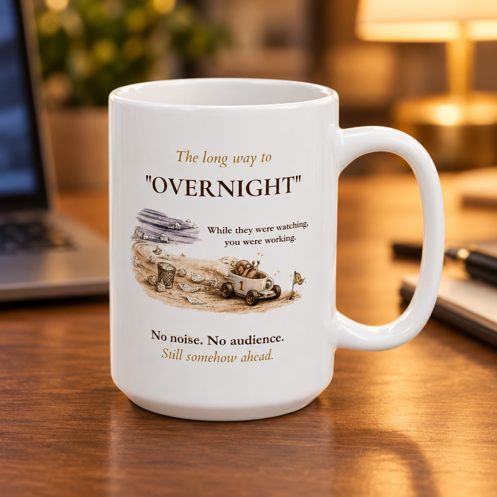 The Long Way to “Overnight” Mug – Motivational Coffee Mug for Quiet Progress