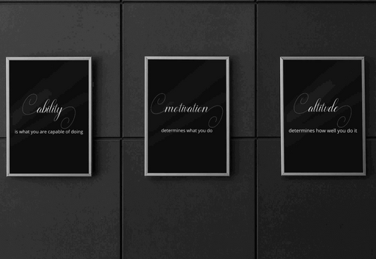 Ability, Motivation, Altitude - Set of 3 Printable Wall Art (Black Background) Barty life