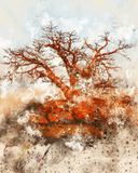 Baobab Tree Watercolor Art Barty life