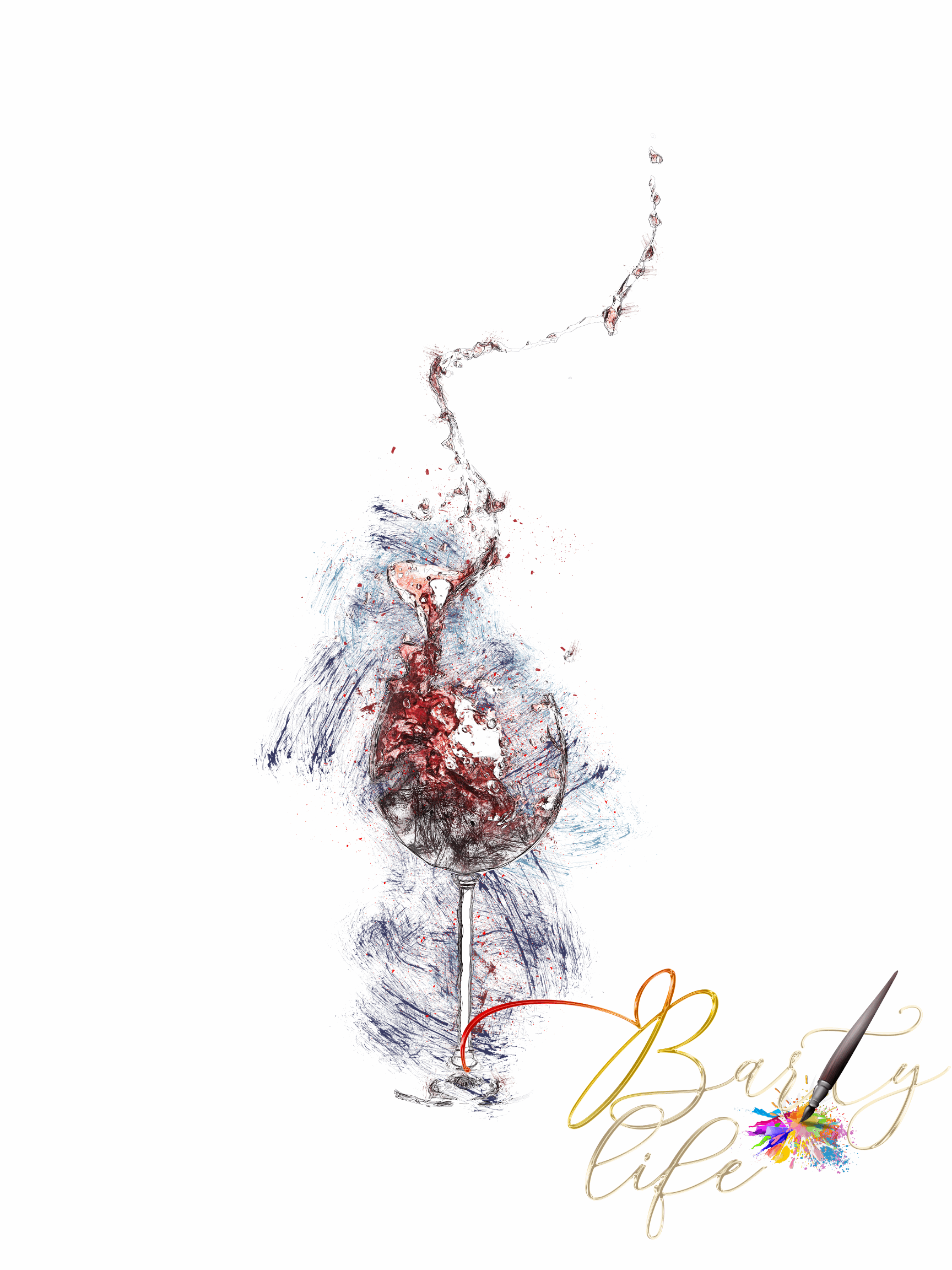 Glass Of Wine Ink Wall Art Barty life