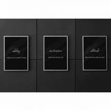 Ability Motivation Altitude black background wall art set, full three-poster mockup