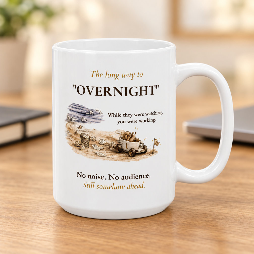 The Long Way to “Overnight” Mug – Motivational Coffee Mug for Quiet Progress