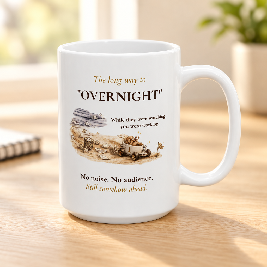 The Long Way to “Overnight” Mug – Motivational Coffee Mug for Quiet Progress