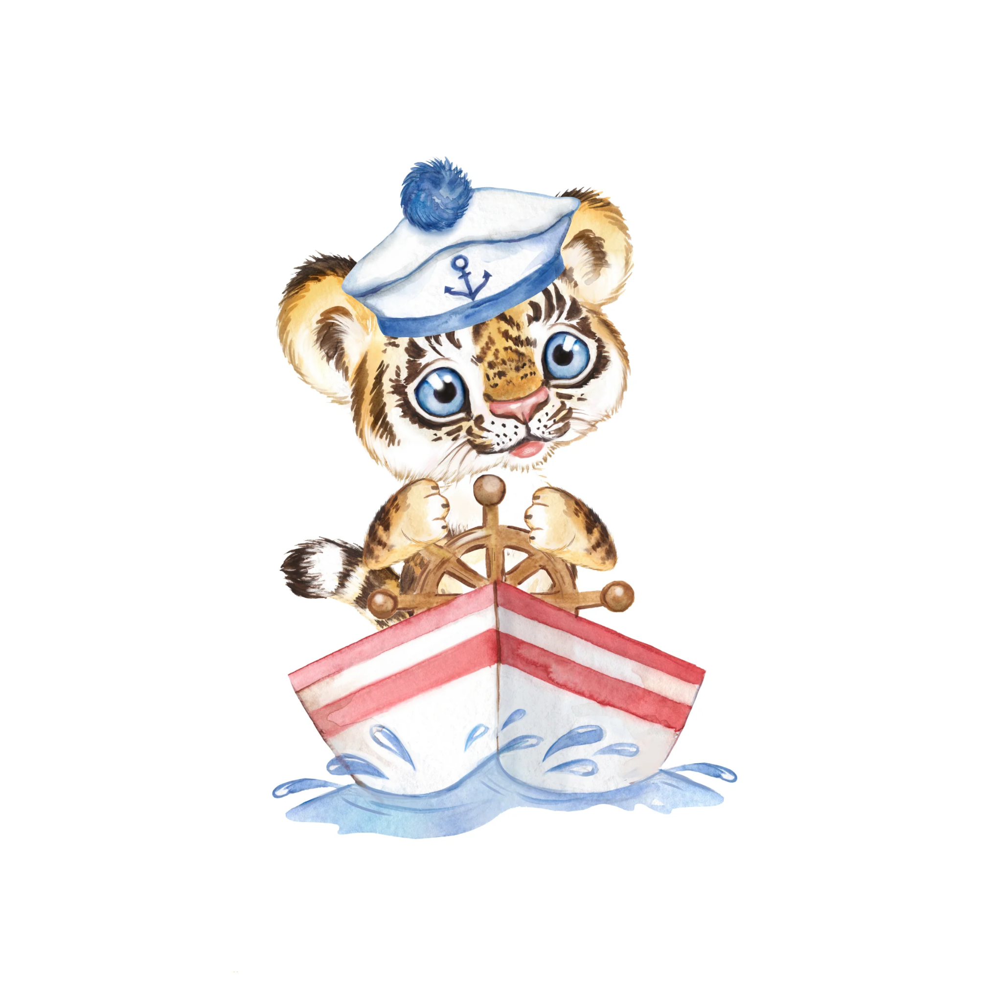 Tiger Sailor, Adventure Awaits - Nursery Wall Art