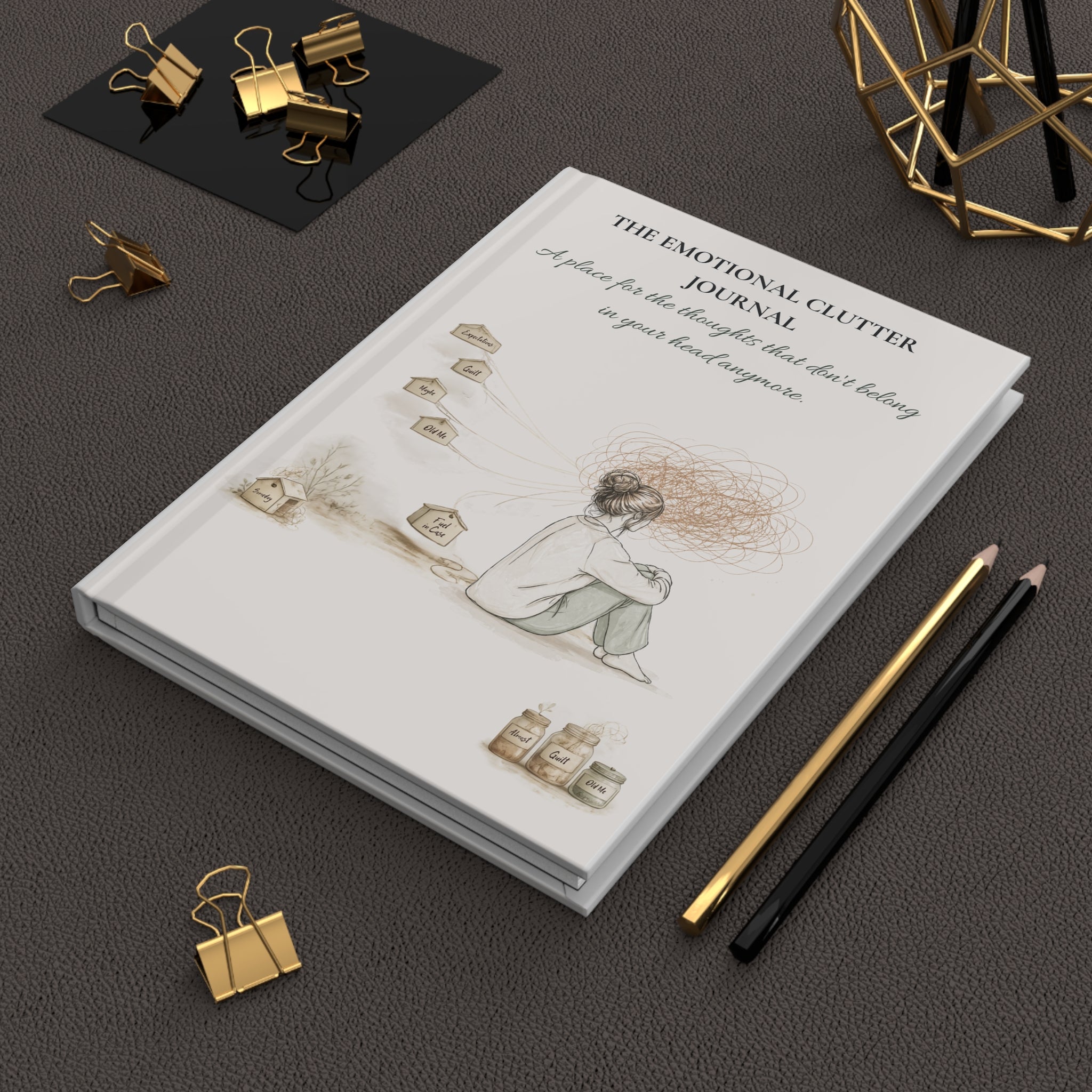 Premium emotional wellness journal on desk for intentional journaling