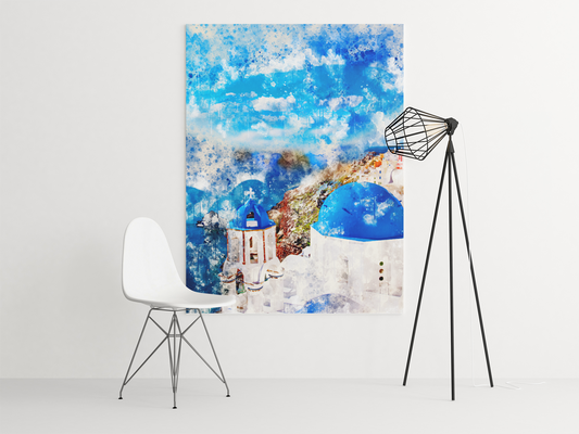 Santorini watercolor art Barty life