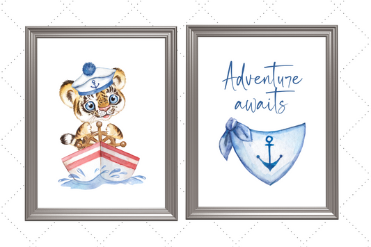 Tiger Sailor, Adventure Awaits - Nursery Wall Art Barty life