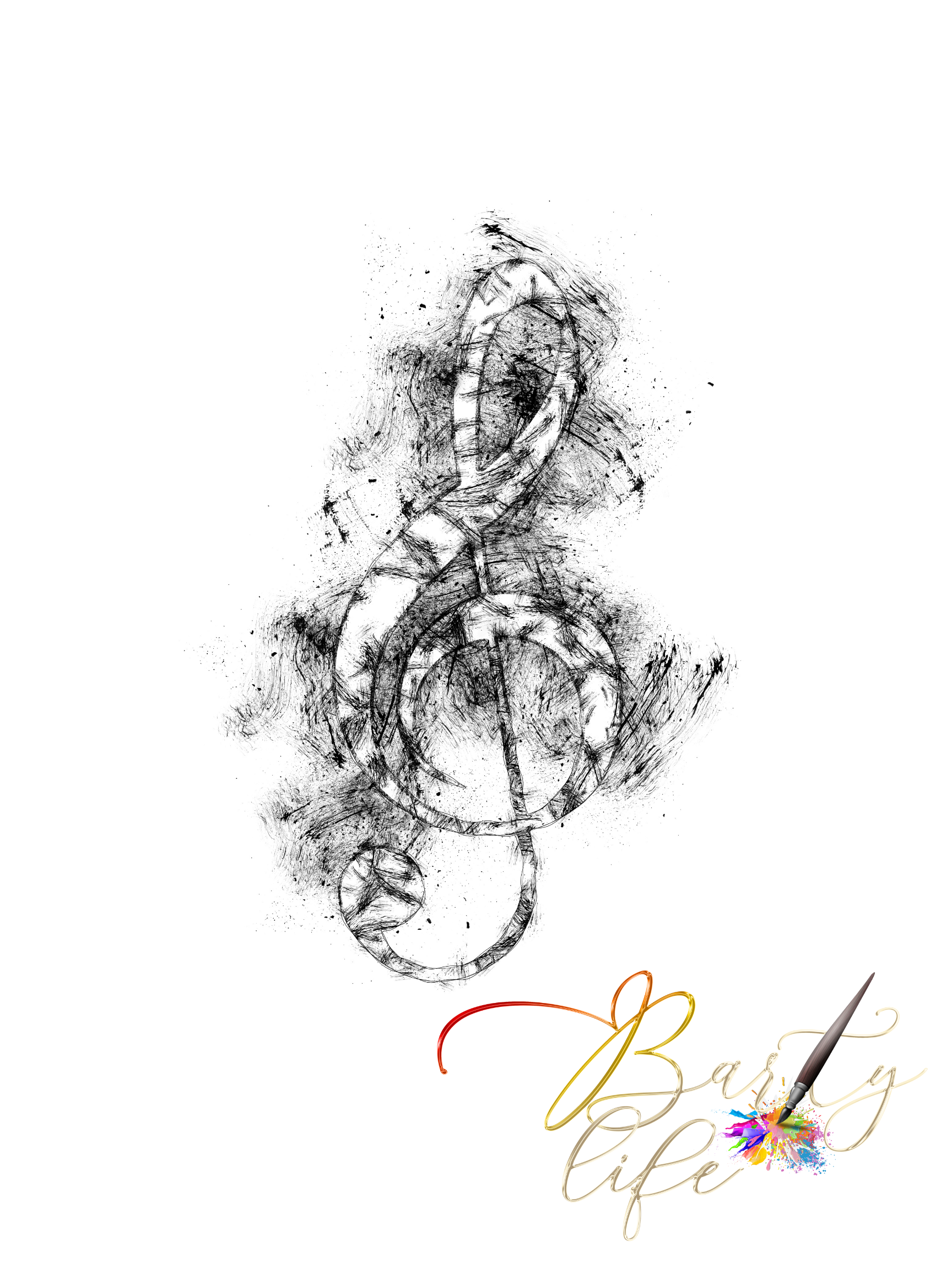 Violin Key Ink Wall Art Barty life