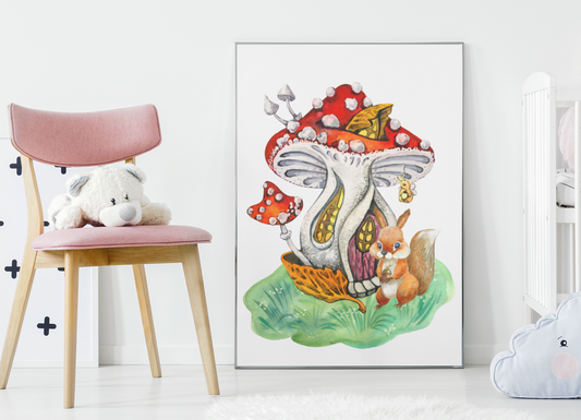 Mushroom House -  Nursery Wall Art Barty life